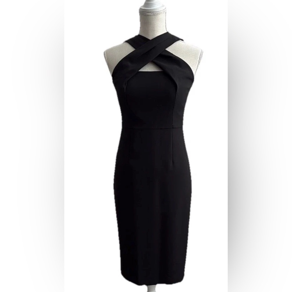 Nwt Vince Camuto Black Cut-Out Halter Midi Dress Size 0
